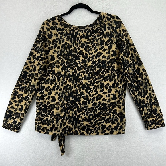 Nine Britton Pullover Top Size M Black/Tan Leopard Print Polyester & Spandex EUC - Picture 4 of 8